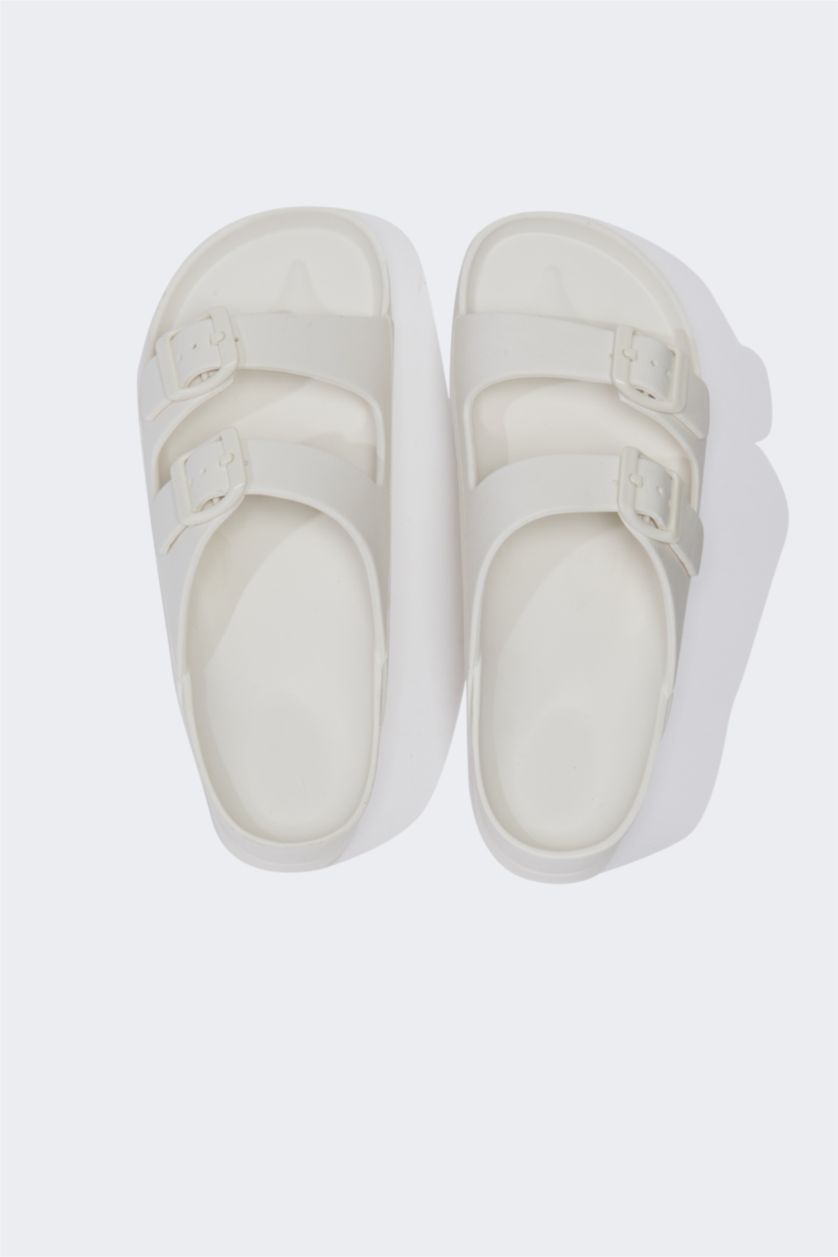 Kadın Bej Kadın Yüksek Taban Çift Bantlı Eva Terlik