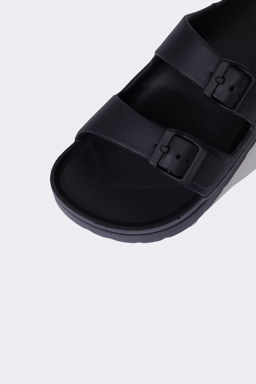 Kadın Siyah Kadın Yüksek Taban Çift Bantlı Eva Terlik