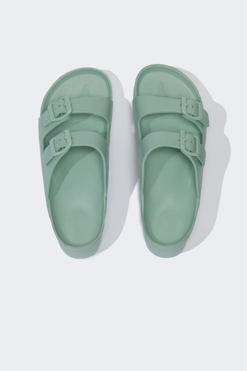 نساء أخضر فاتح شبشب نسائي بكعب عالي بشريط مزدوج