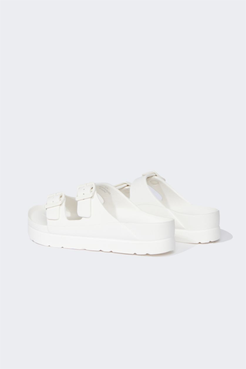 Kadın Beyaz Kadın Yüksek Taban Çift Bantlı Eva Terlik