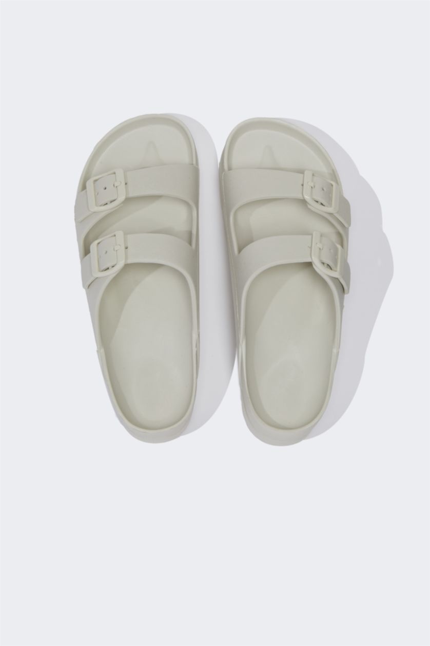 Kadın Beyaz Kadın Yüksek Taban Çift Bantlı Eva Terlik