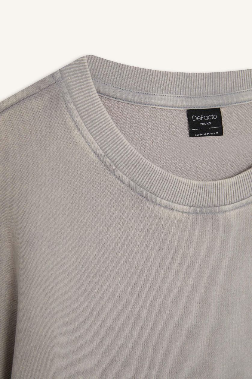 رجال رمادي تيشيرت قصة فضفاضة بياخة مستديرة
