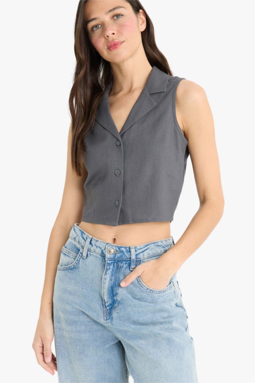 Женщины Антрацит Жилет приталенного кроя