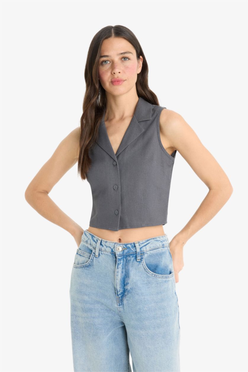 Женщины Антрацит Жилет приталенного кроя