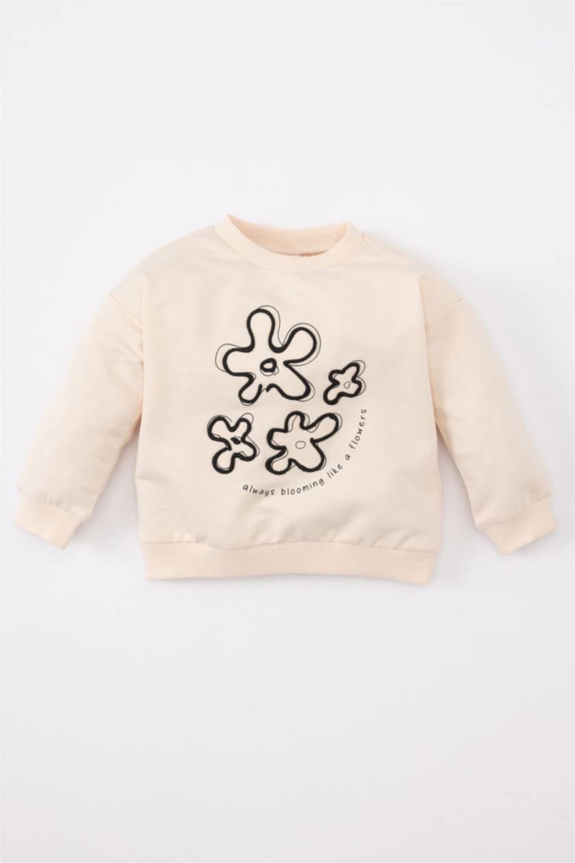 BÉBÉ FILLE Rose Clair Sweatshirt Col rond avec Motif Floral Pour Bébé Fille
