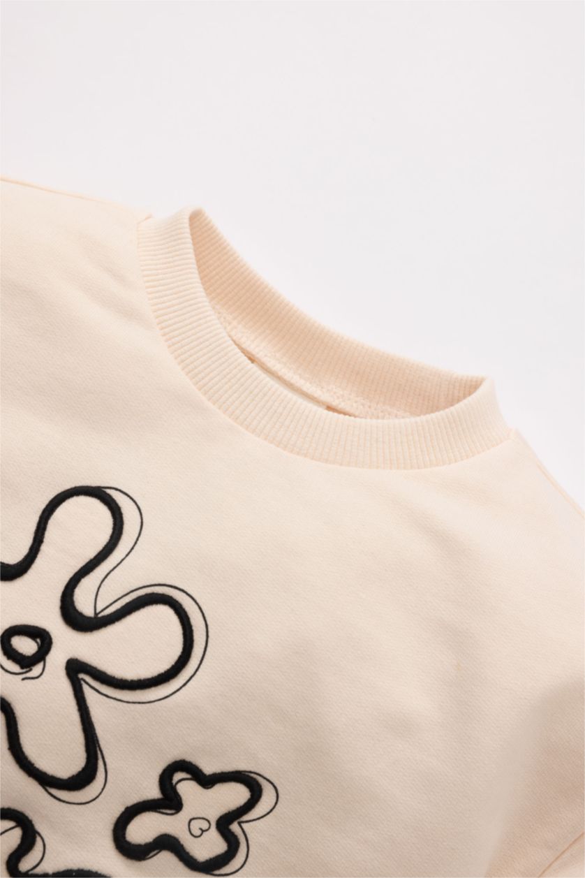 BÉBÉ FILLE Rose Clair Sweatshirt Col rond avec Motif Floral Pour Bébé Fille