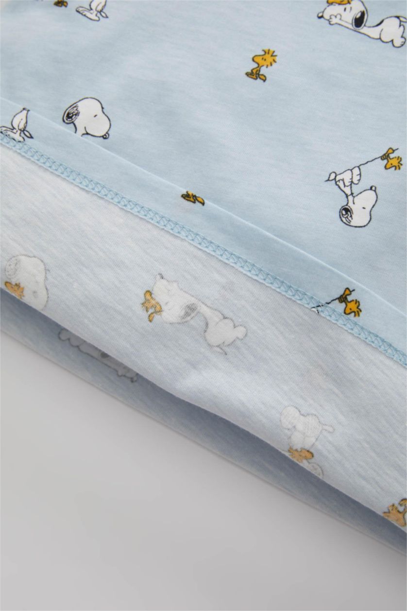 مولود ذكر أزرق فاتح طقم بيجاما ممشط برقبة مستديرة من سنوبي - قطعتين