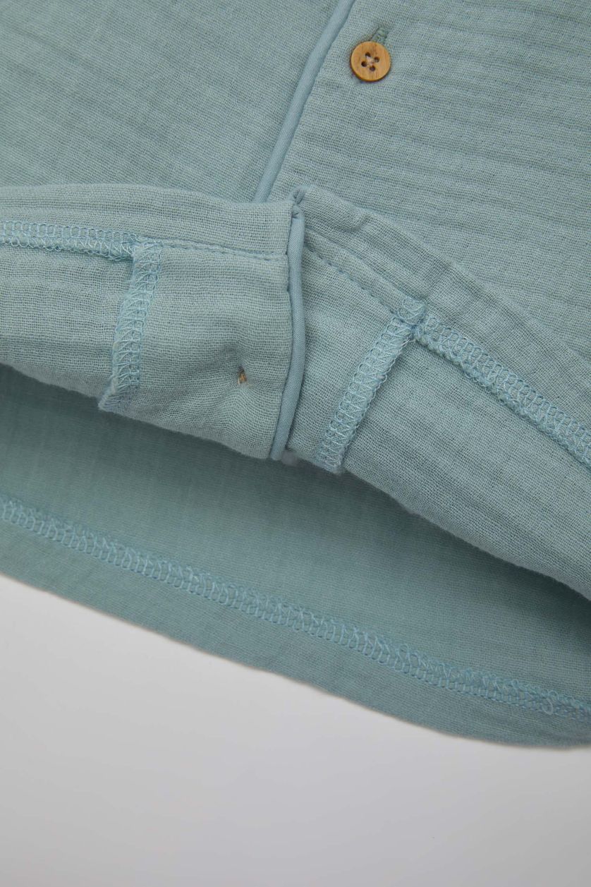 مولود ذكر نعناع طقم بيجاما ولادي بكم طويل - قطعتين