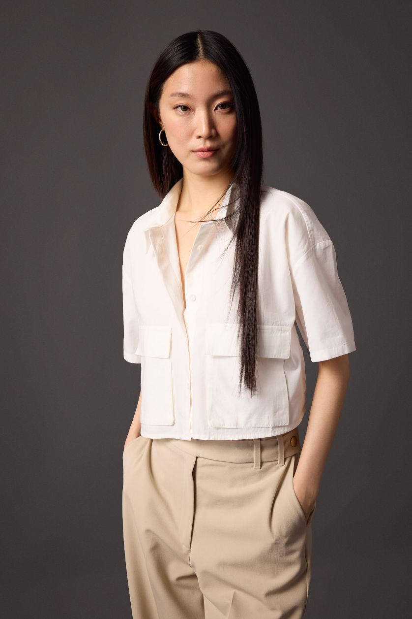 WOMAN White Oversize Short Sleeve Shirt