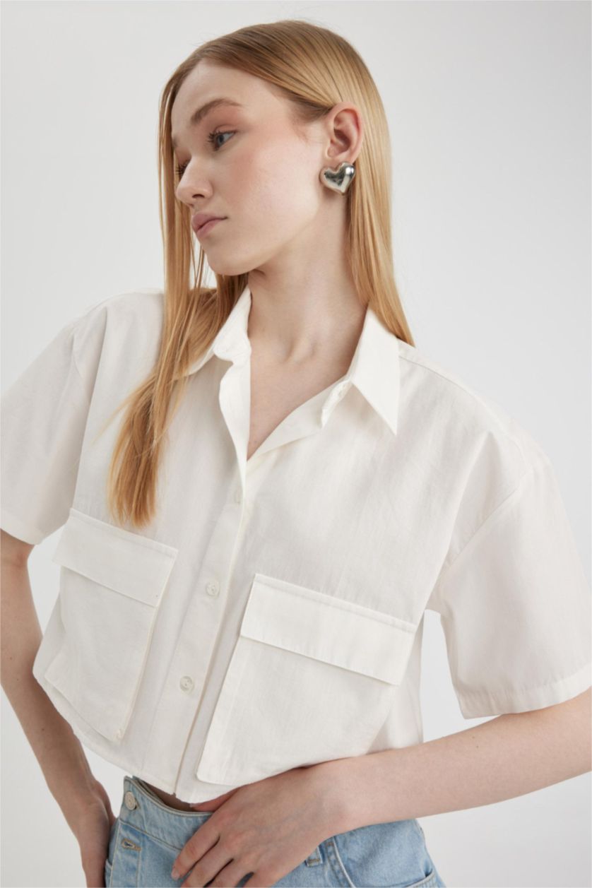 WOMAN White Oversize Short Sleeve Shirt