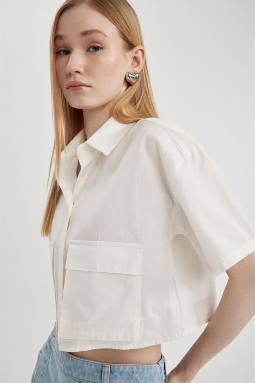 WOMAN White Oversize Short Sleeve Shirt