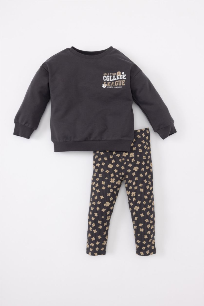 طفلة صغيرة أنثرا سيت بناتي سويت شيرت وستريج فلورال قماش رقيق - قطعتين