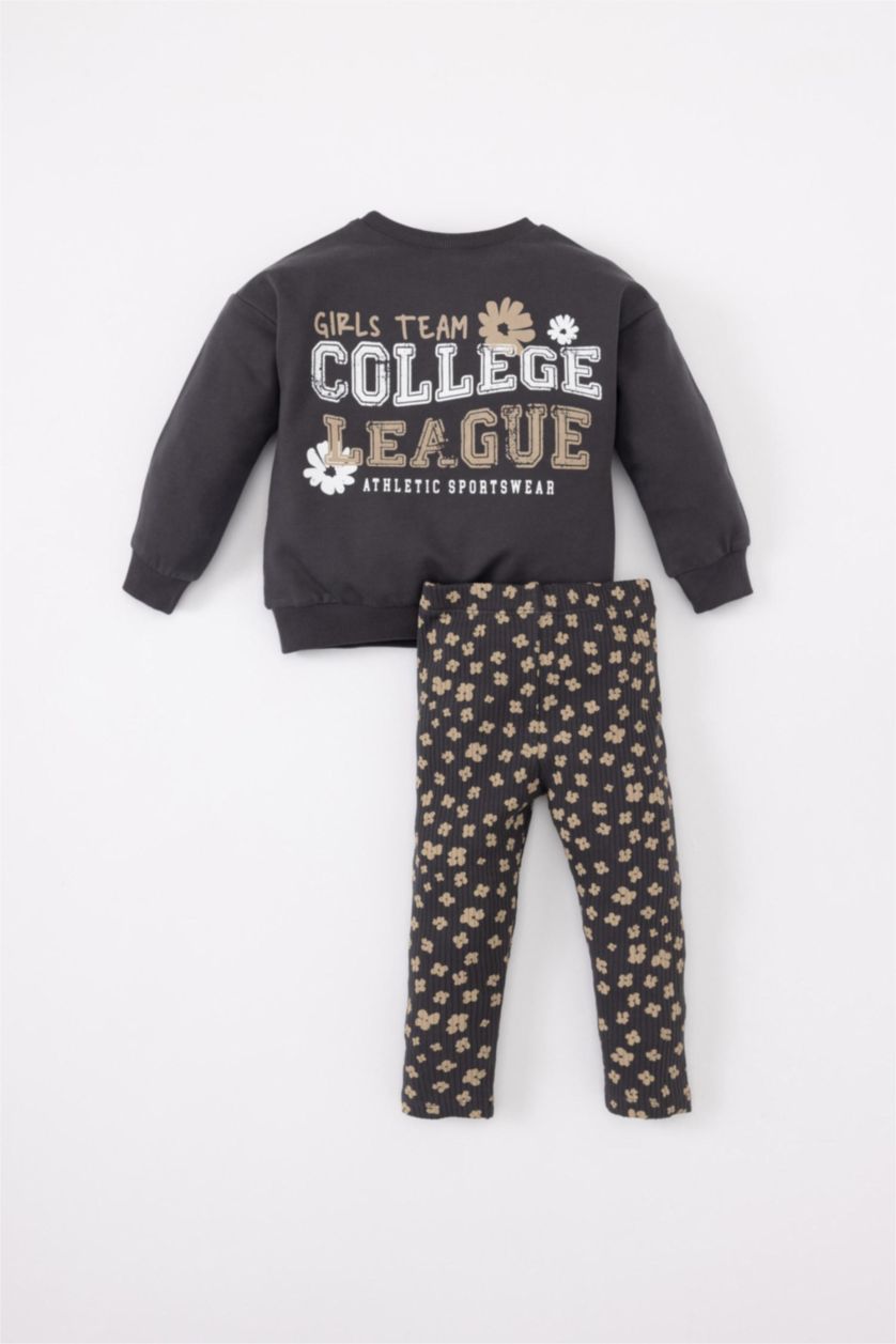 طفلة صغيرة أنثرا سيت بناتي سويت شيرت وستريج فلورال قماش رقيق - قطعتين