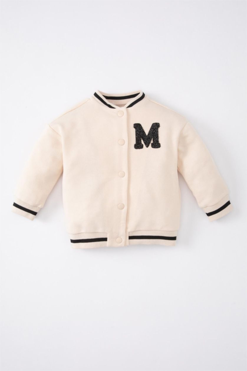 BABY GIRL Light Pink Baby Girl College Collar Bomber Jacket