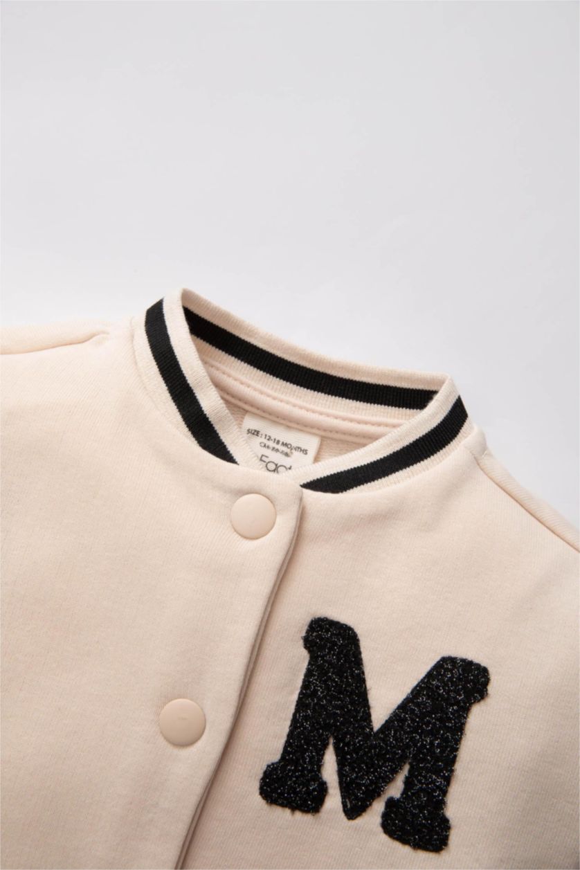 BABY GIRL Light Pink Baby Girl College Collar Bomber Jacket