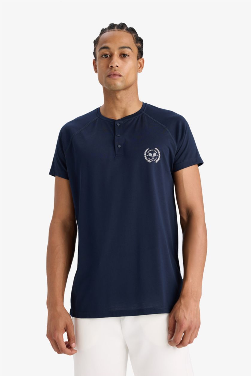 MAN NAVY DeFactoFit Standard Fit Crew Neck Printed Sports T-Shirt