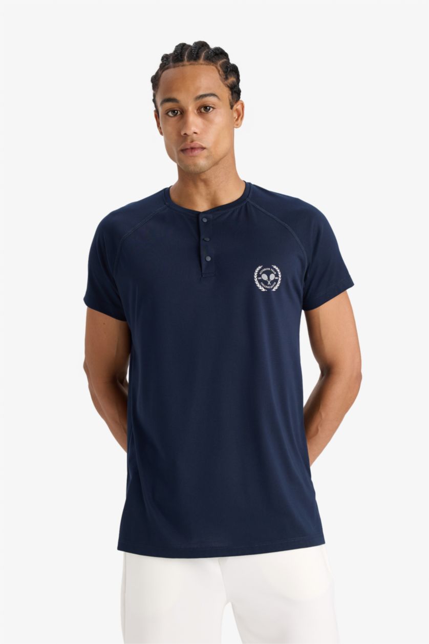 MAN NAVY DeFactoFit Standard Fit Crew Neck Printed Sports T-Shirt