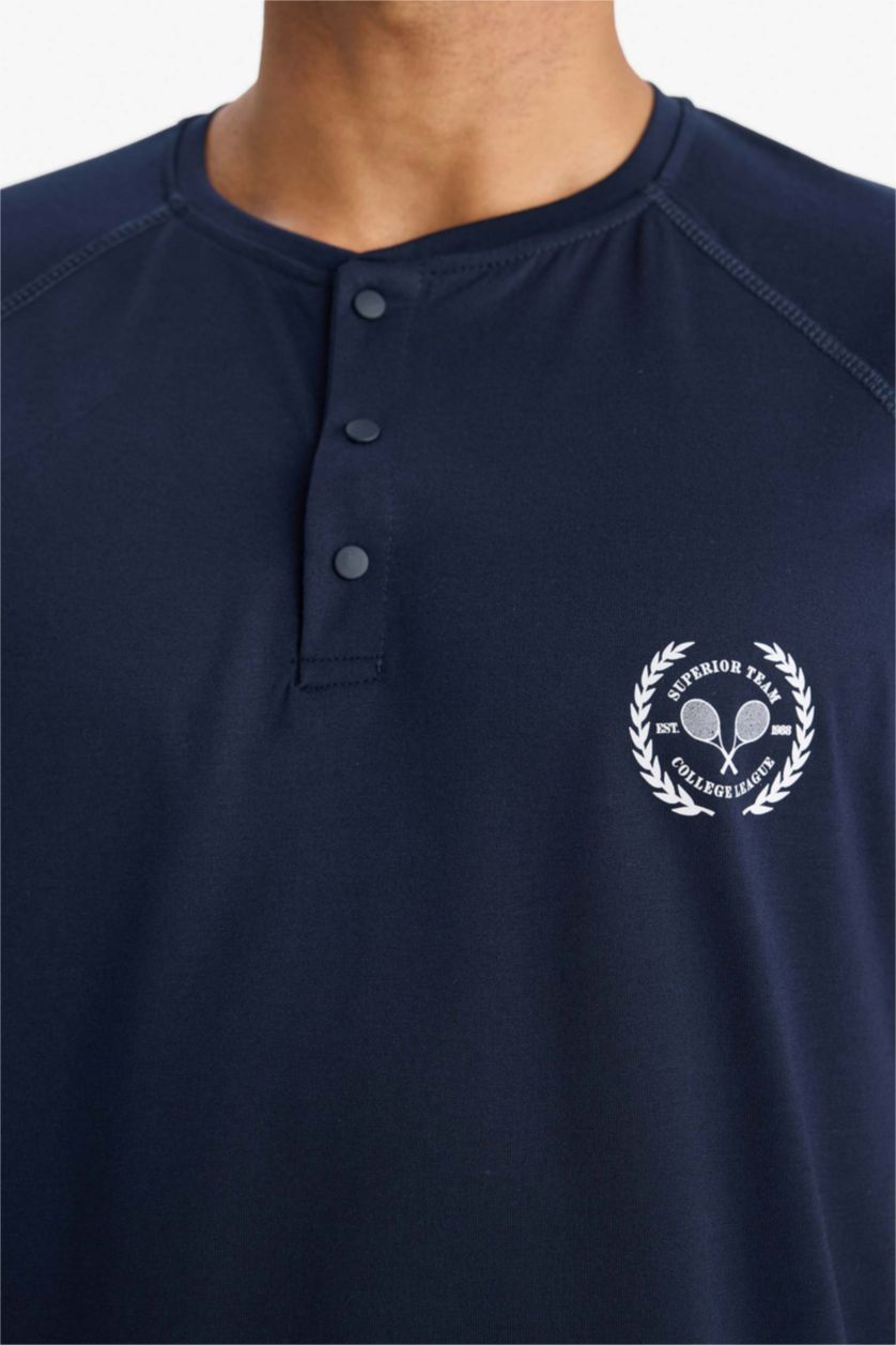 MAN NAVY DeFactoFit Standard Fit Crew Neck Printed Sports T-Shirt