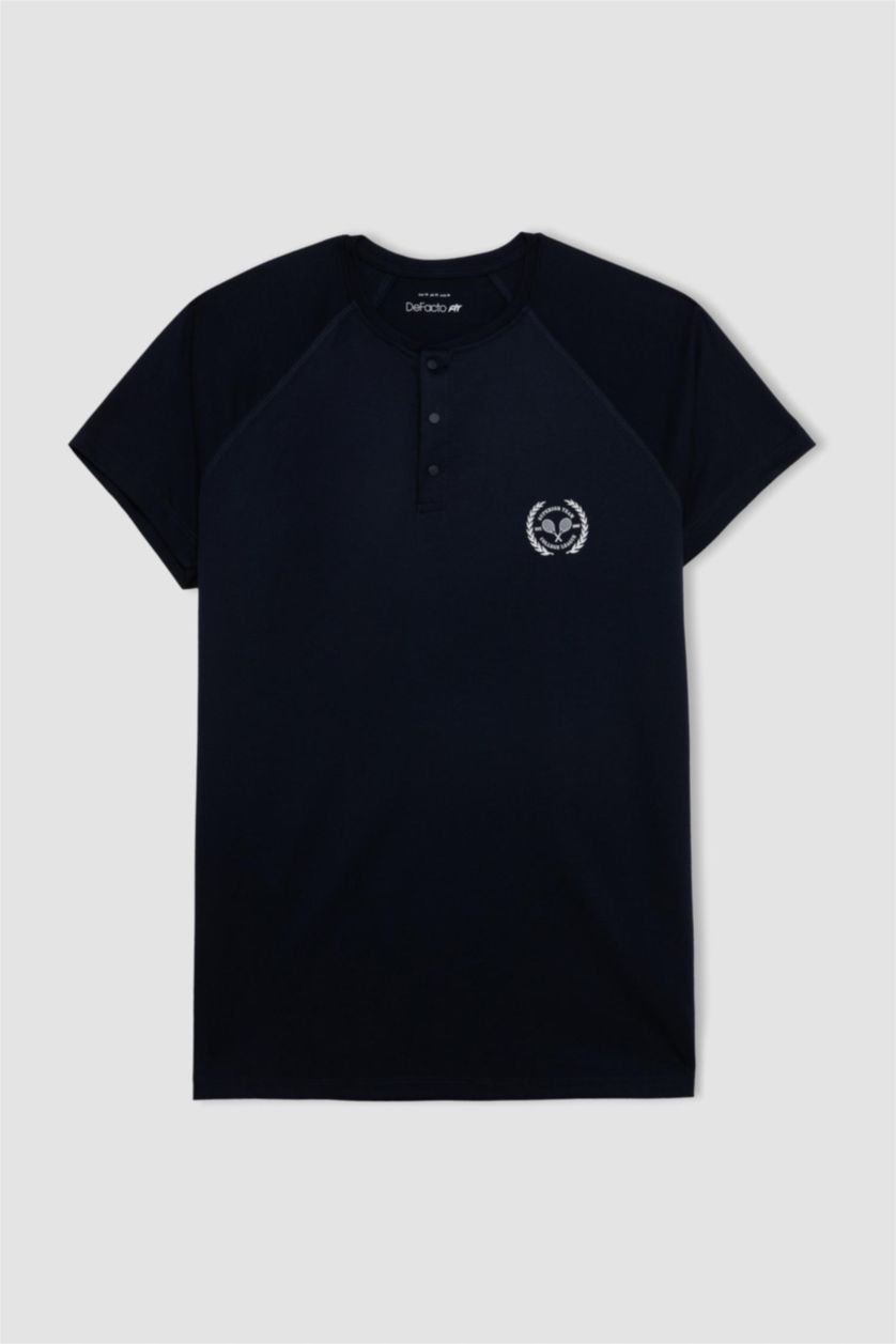 MAN NAVY DeFactoFit Standard Fit Crew Neck Printed Sports T-Shirt