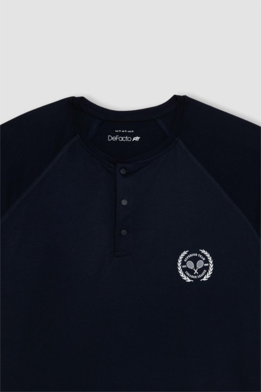 MAN NAVY DeFactoFit Standard Fit Crew Neck Printed Sports T-Shirt