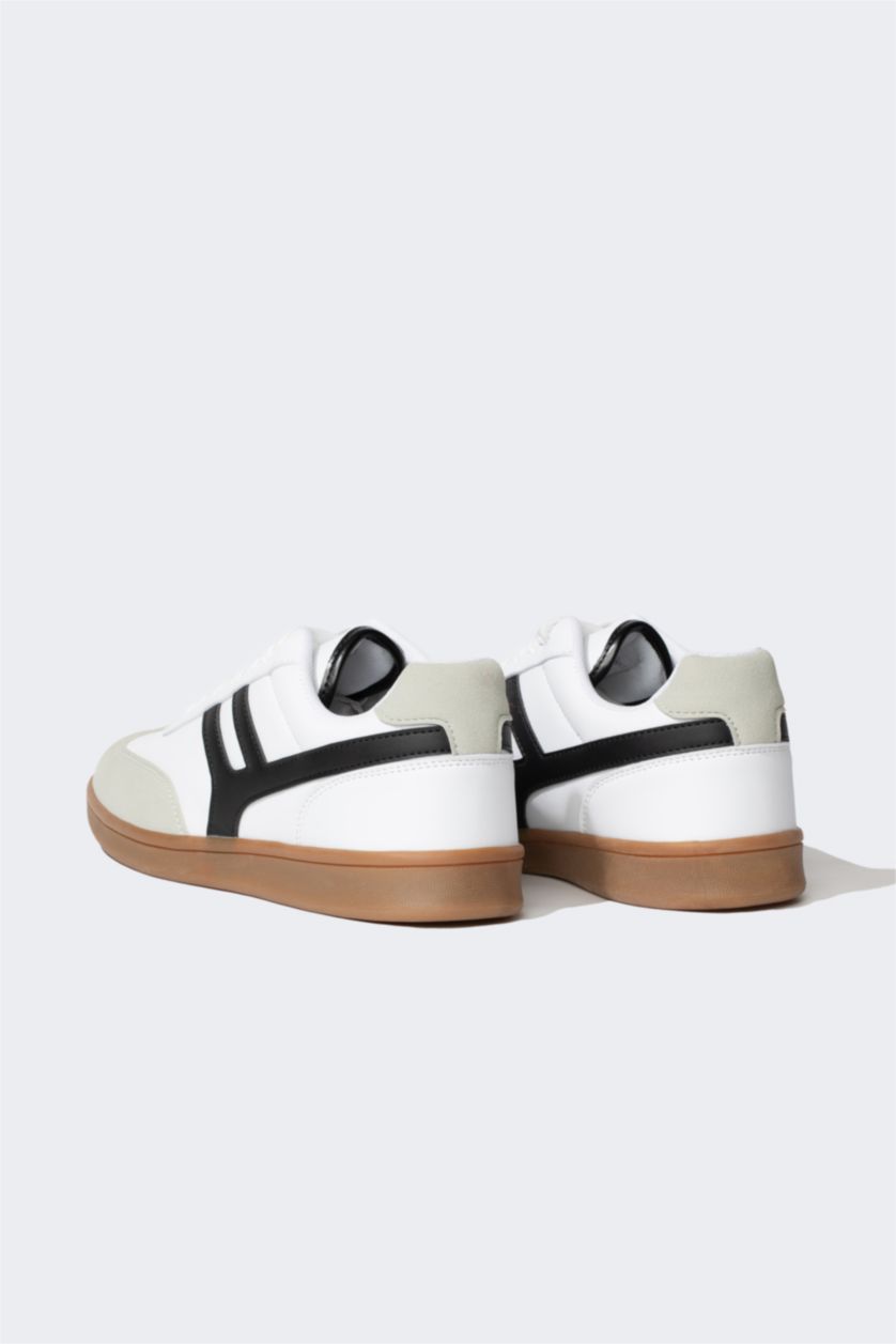 رجالي أبيض سنيكرز رجالي جلد صناعي