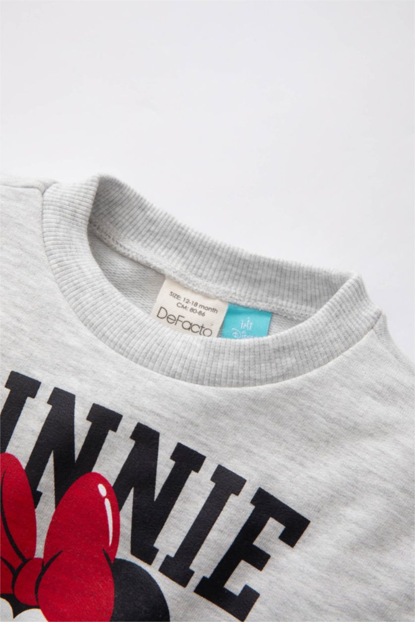 BABY GIRL Grey Melange Baby Girl Disney Mickey & Minnie Crew Neck Sweatshirt