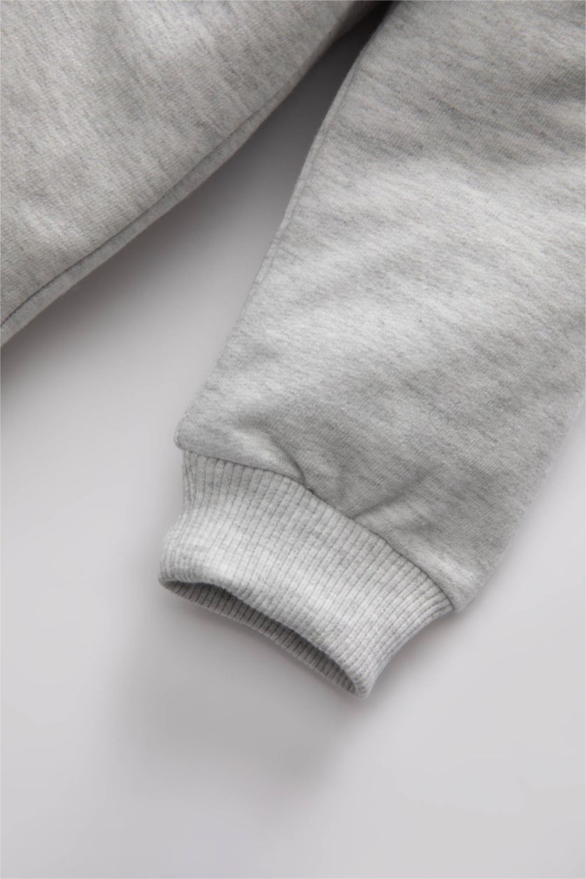 BABY GIRL Grey Melange Baby Girl Disney Mickey & Minnie Crew Neck Sweatshirt