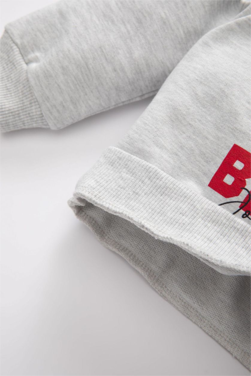 BABY GIRL Grey Melange Baby Girl Disney Mickey & Minnie Crew Neck Sweatshirt