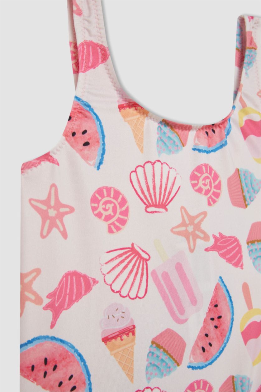 Kız Bebek Açık Pembe Desenli Mayo Kız Bebek