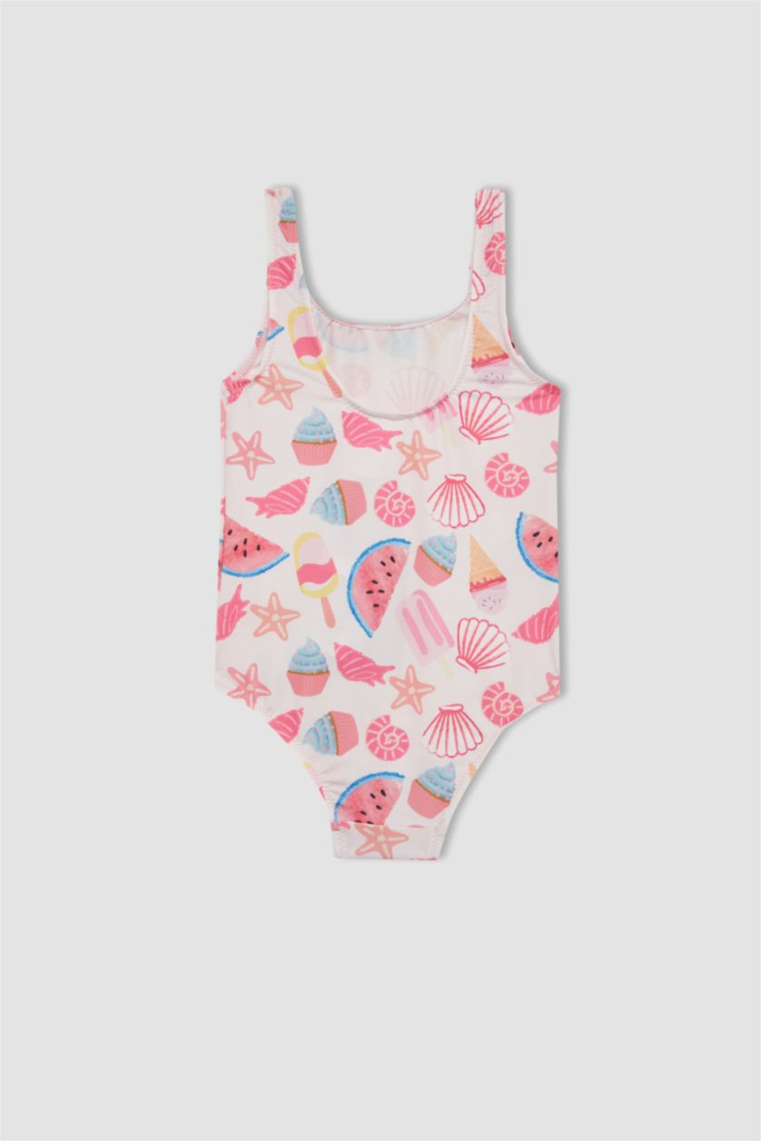 Kız Bebek Açık Pembe Desenli Mayo Kız Bebek