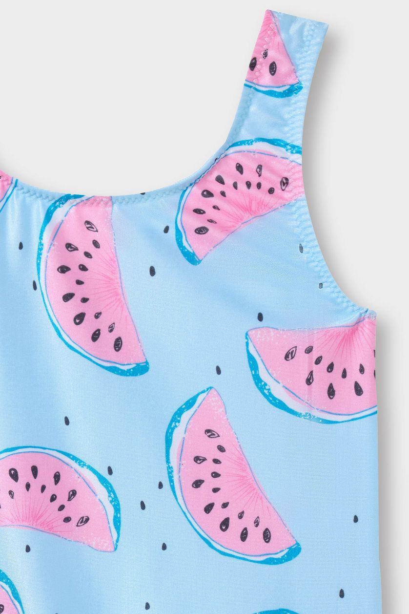 طفلة صغيرة أزرق مايوه بيبي بناتي بطبعة بطيخ