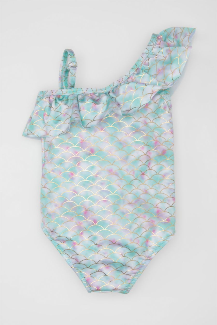 Kız Bebek Açık Mavi Desenli Mayo Kız Bebek