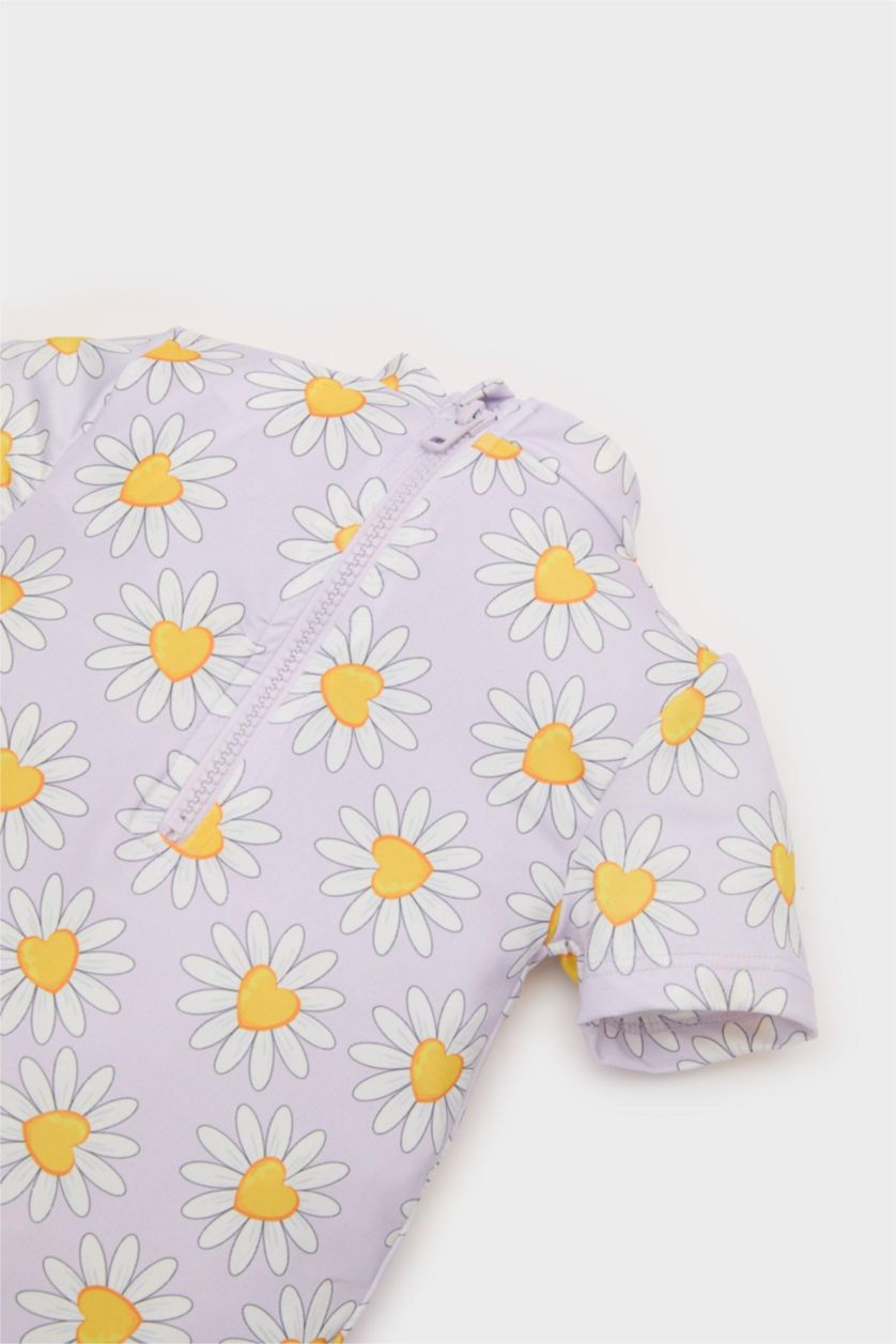 طفلة صغيرة أرجواني مايوه بيبي بناتي منقوش فلورال