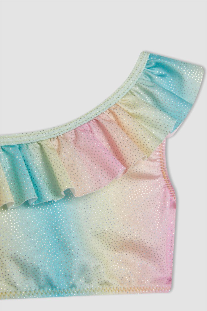 BABY GIRL White Baby Girl Ruffled Colorful 2 Piece Bikini Set