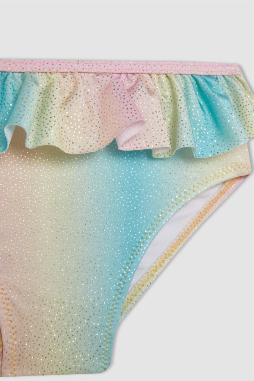 BABY GIRL White Baby Girl Ruffled Colorful 2 Piece Bikini Set