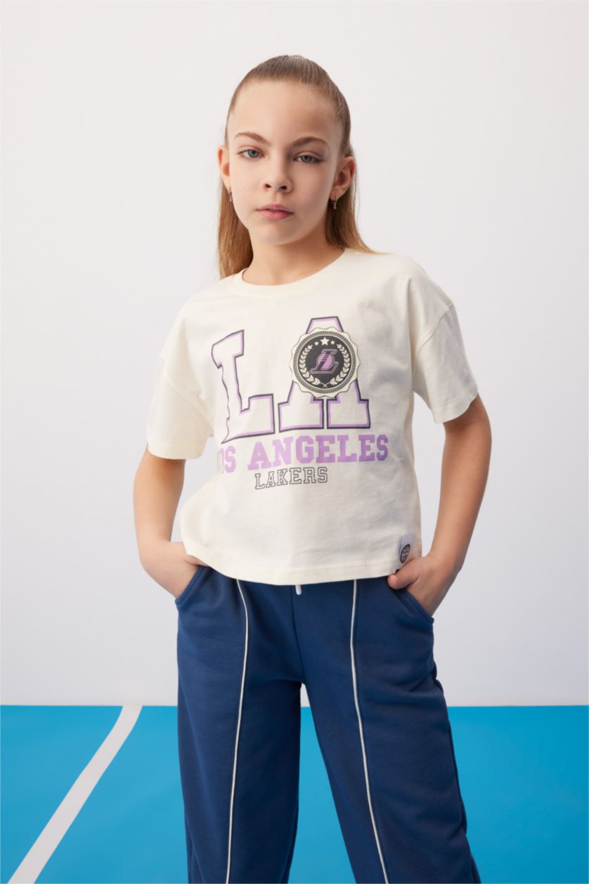 بناتي بيج فاتح تيشيرت نص كم من لوس أنجلوس ليكرز