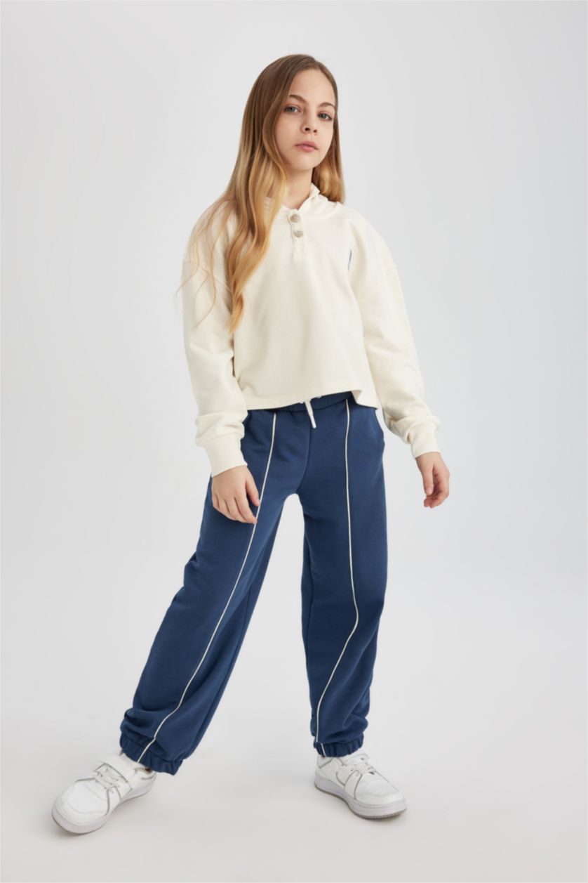 Kız Çocuk - Genç Kız Ekru Kız Çocuk NBA Wordmark Crop Kapüşonlu Sweatshirt