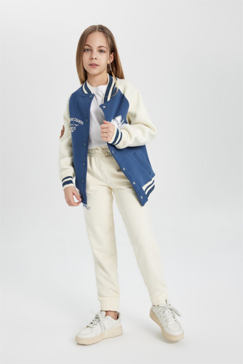 Девочки и подростки Индиго Кардиган с круглым вырезом из плотной ткани для девочек