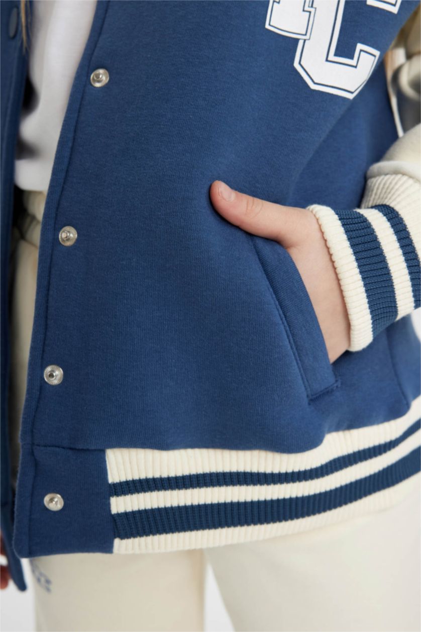 Девочки и подростки Индиго Кардиган с круглым вырезом из плотной ткани для девочек