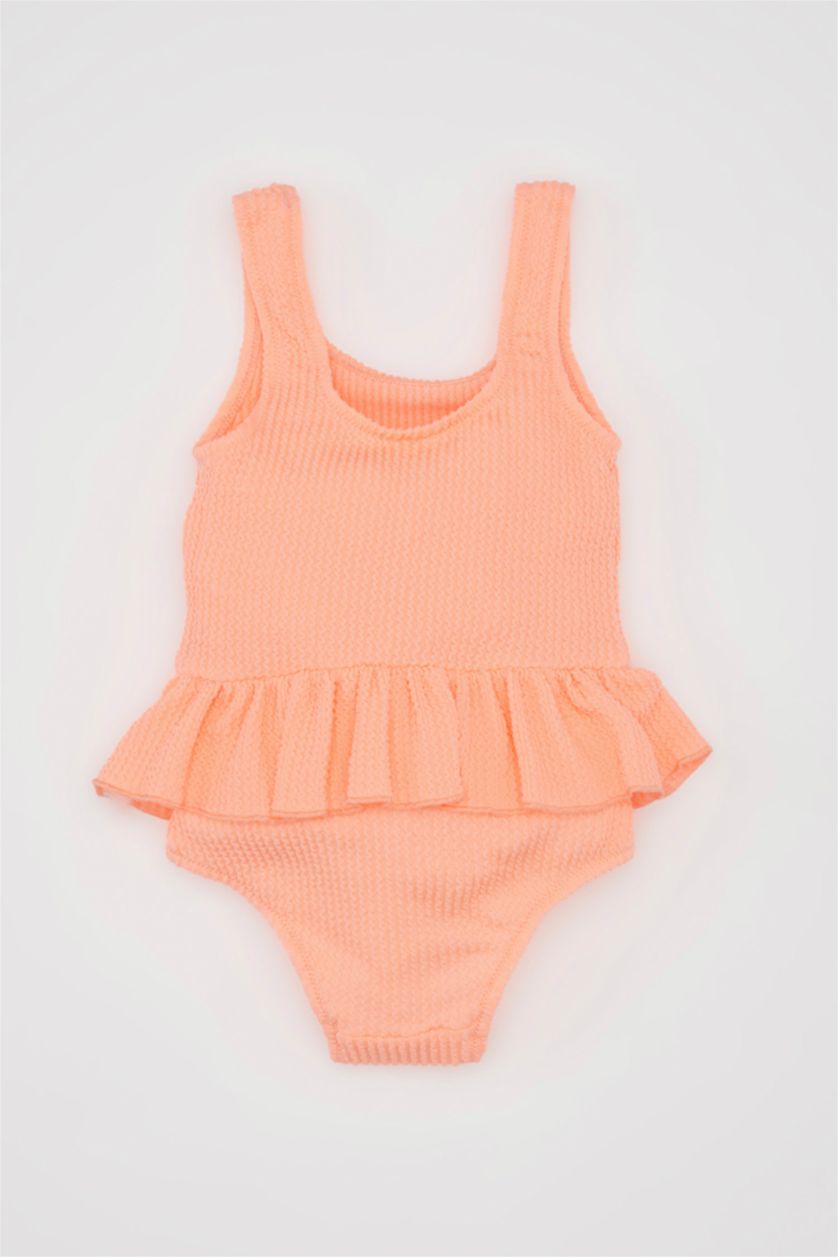 طفلة صغيرة نيون سالموني مايوه بناتي وافل