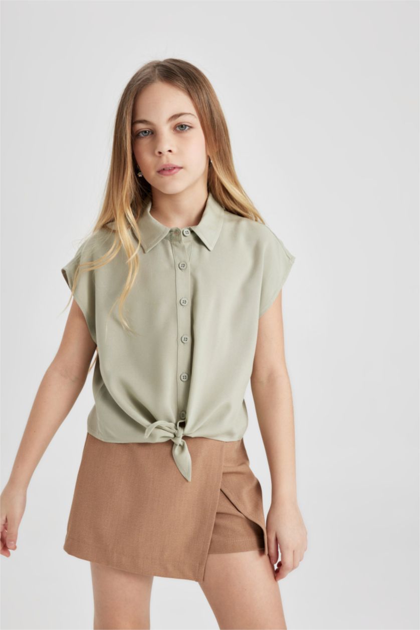 FILLES Vert Chemise À Manches Courtes pour Fille