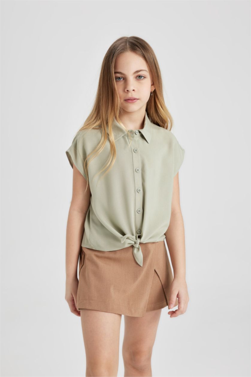 FILLES Vert Chemise À Manches Courtes pour Fille