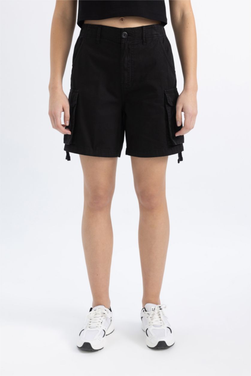 Женщины Черный Шорты стандартного кроя из габардина, Coool