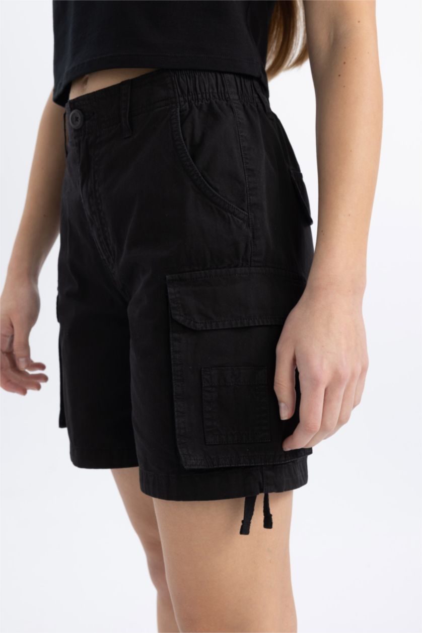 Женщины Черный Шорты стандартного кроя из габардина, Coool