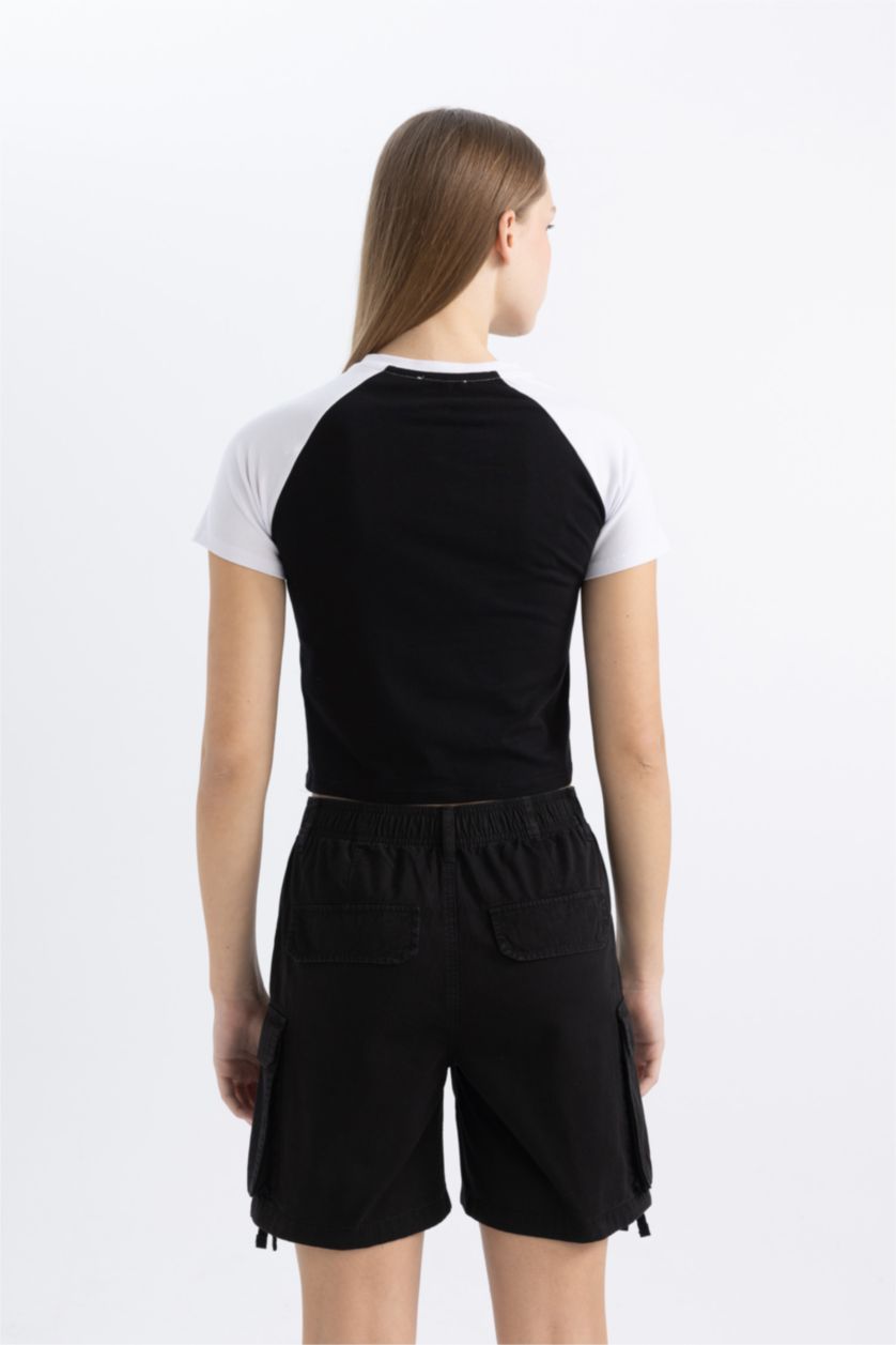 Женщины Черный Шорты стандартного кроя из габардина, Coool