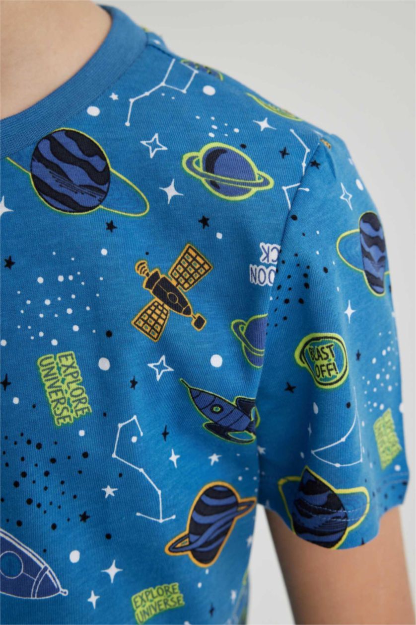 BOYS & TEENS Indigo Boy Patterned Short Sleeve 2 Piece Pajama Set