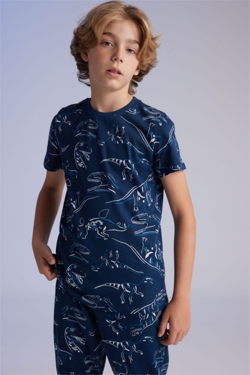 GARÇONS Indigo Ensemble Pyjama Imprimé Dinosaure à Manches Courtes pour Garçon