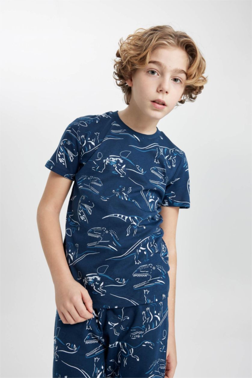 GARÇONS Indigo Ensemble Pyjama Imprimé Dinosaure à Manches Courtes pour Garçon