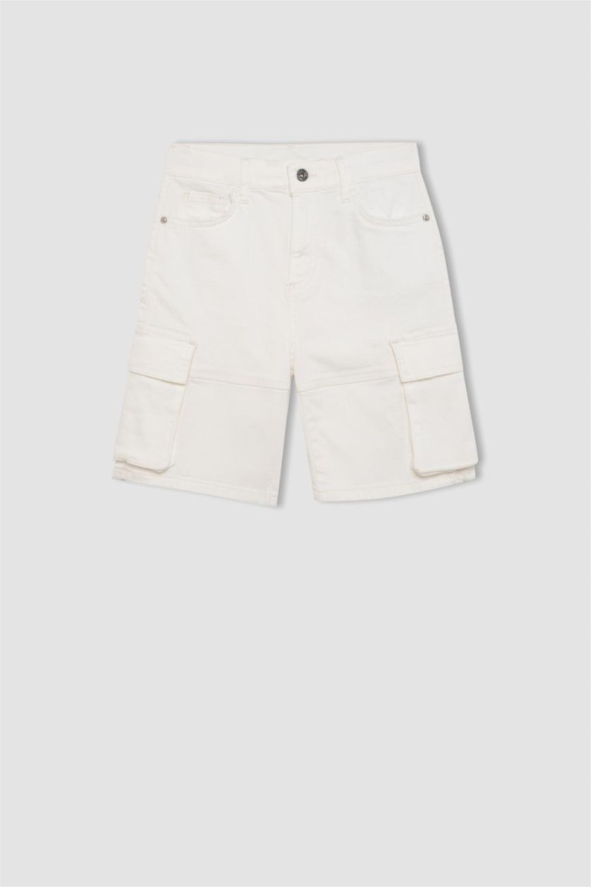 Erkek Çocuk - Genç Erkek Kırık Beyaz Jean Şort Erkek Çocuk