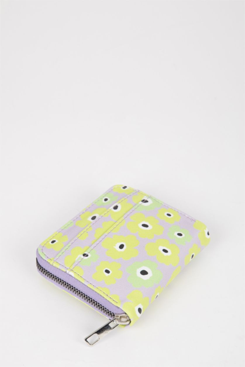 Kadın Lila Kadın Çiçekli Desenli Suni Deri Cüzdan